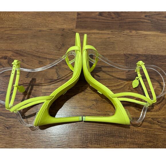 Kurt Geiger London Shoreditch Strappy Sandals Neon Yellow Size 7 NWT Bold Heels - Picture 6 of 13